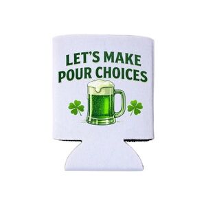 4 pack - White and Green Beer Can Cooler koozie saint Patrick’s day